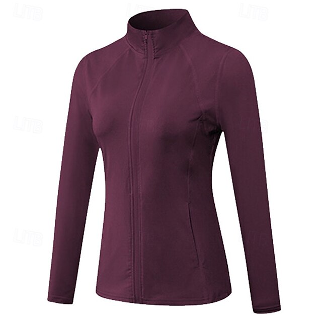 Women's Workout Shirt Yoga Top Stand Collar Quick Dry Full