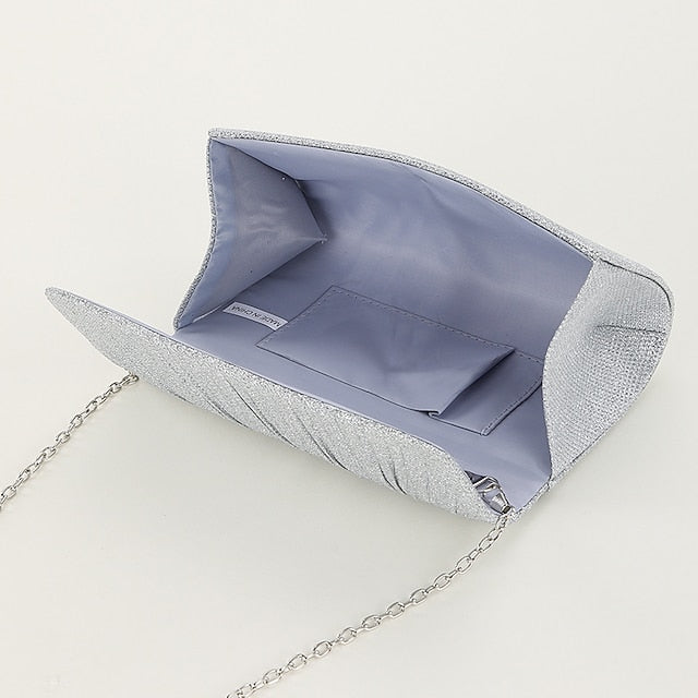 Women's Evening Silver Clutch Glitter – Elegant Purse