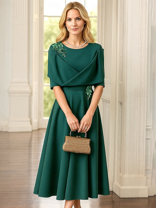 A-Line Tea Length Party Dress Cocktail Dress Wedding Guest Dress