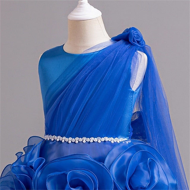 Solid Color Kids Dress Girls' Party Cosplay