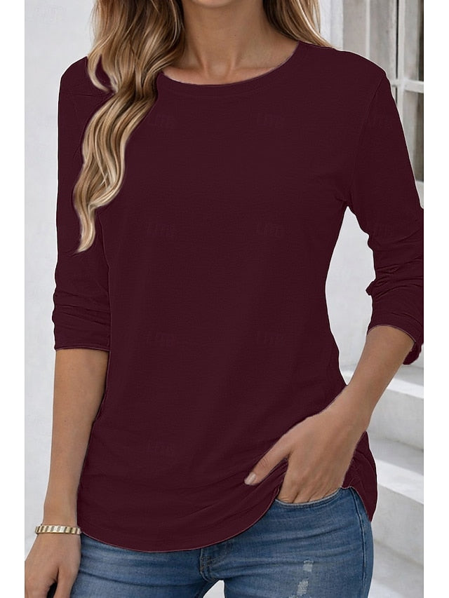 Women's T Shirt 100% Cotton Solid Color Basic Classic