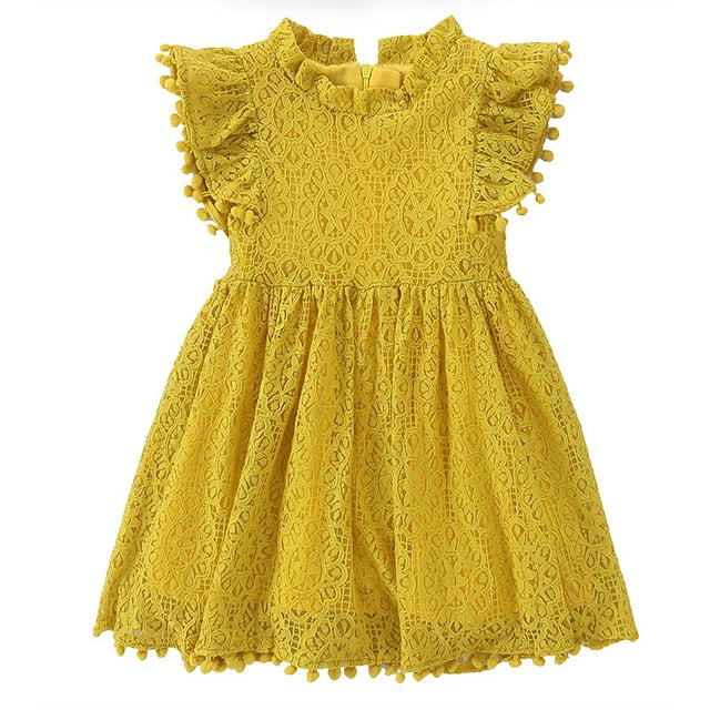 Color Kids Short Girls' Sleeve Party Solid Dress