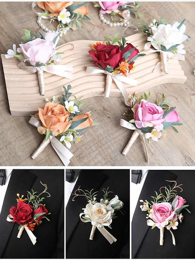 – Corsage Elegant and Wedding Boutonniere Artificial Wrist