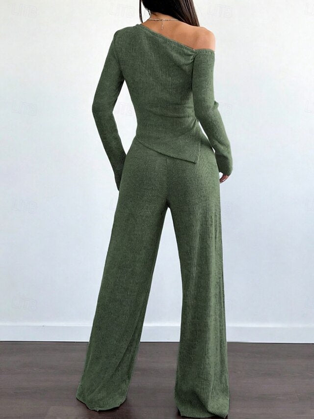 Women's Two Piece Sets Pants Sets Bolero Top Long Sleeve