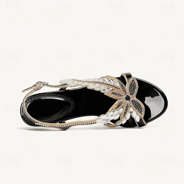 Sandals Shoes Round Toe Wedding Rhinestone Women's Party
