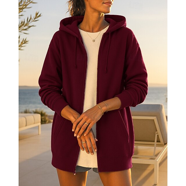 Women's Hoodie Sweatshirt Lounge Zip Up Coat with Pockets