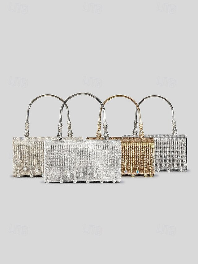 Silver Chain with Crystal Evening Elegant Women's Handbag