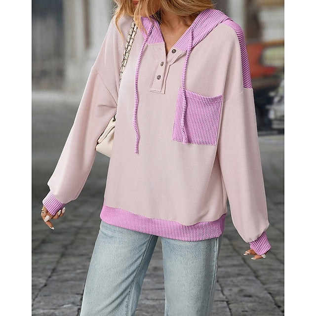Women's Pullover Sweatshirt Casual Hoodies Drawstring with