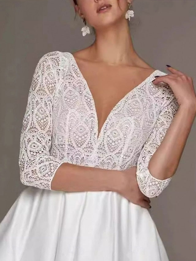 A-Line the Tea of Dress Elegant Mother Neck Bride V Simple