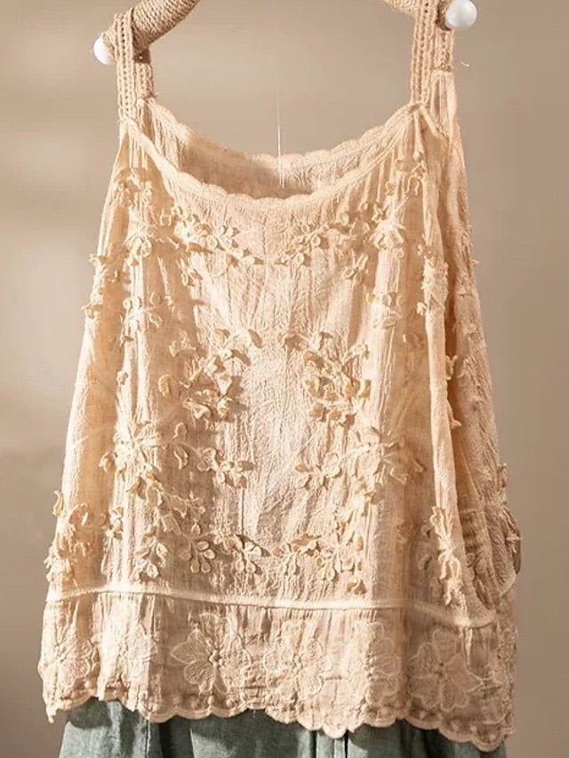 Women's Blouse Lace Tops Camisole Tank Top Lace Embroidered