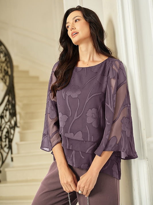 Women's Lace Shirt Blouse Dressy Tops Chiffon Tops
