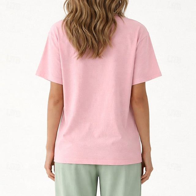 Women's T Shirt Tee 100% Cotton Solid Color Stylish Basic