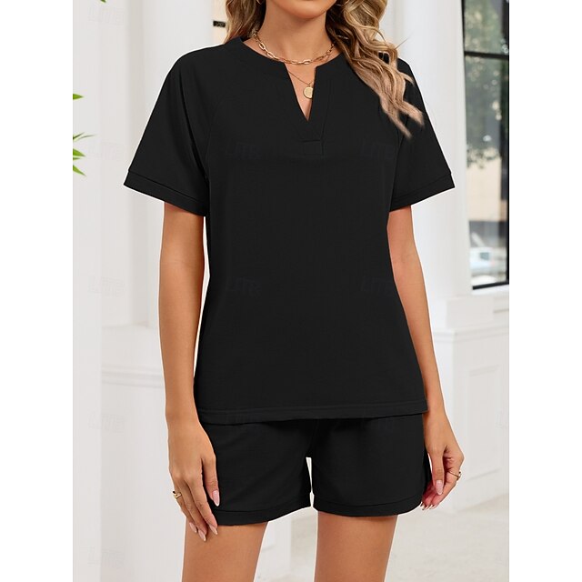 Women's Shorts Sets Bolero Top Short Sleeve V Neck Plain