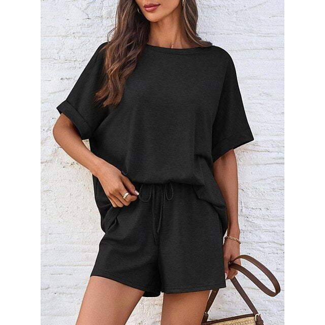 Women's Shorts Sets Bolero Top Short Sleeve Round Neck