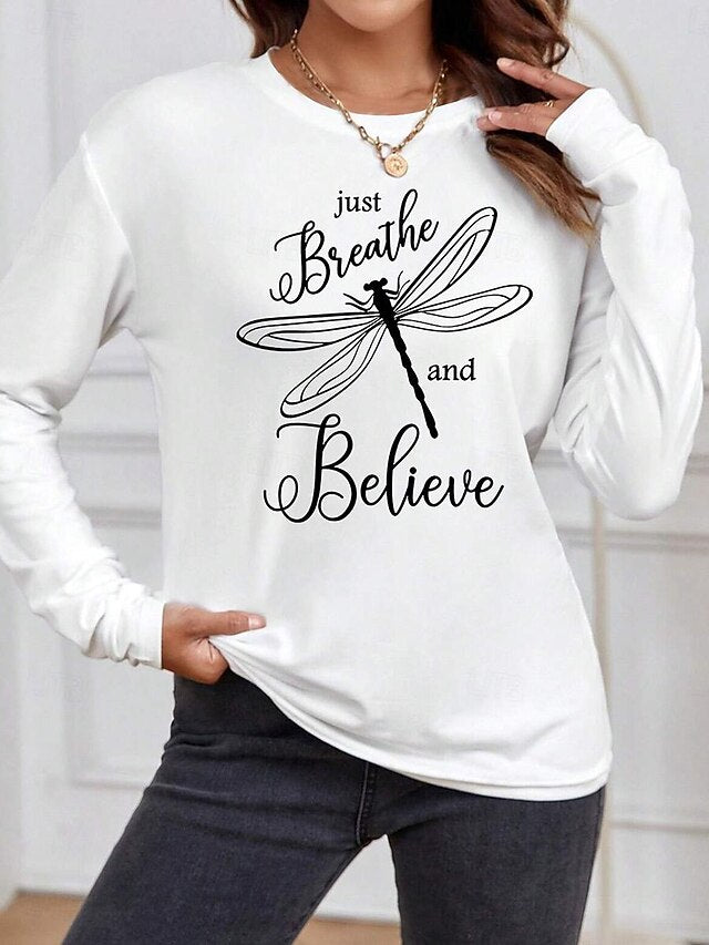 Women's 100% Cotton T Shirt Tee Daily Stylish Casual Long