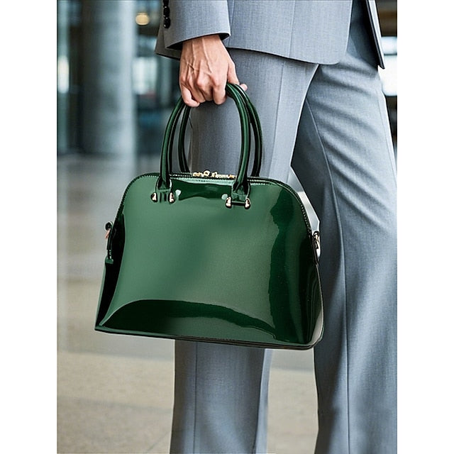 Elegant Tote - Leather Shiny Bag Women's Green Patent