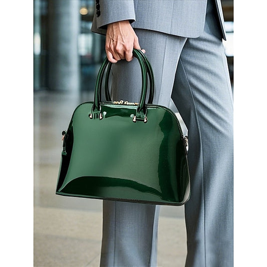 Elegant Tote - Leather Shiny Bag Women's Green Patent
