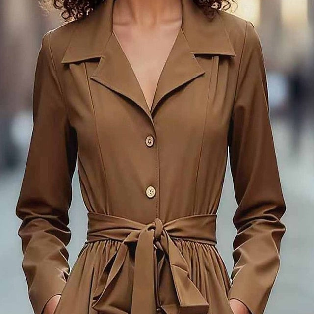 Women's Midi Dress Shirt Dress Elegant Modern Daily Office