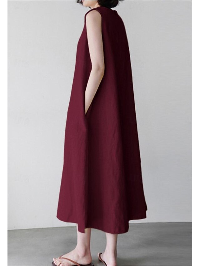 Women's White Wine Navy Blue Summer Spring Midi Dress Faux