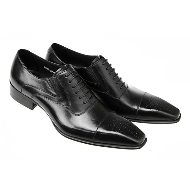 Cap Faux Men's Shoes Oxford Black - Leather Classic