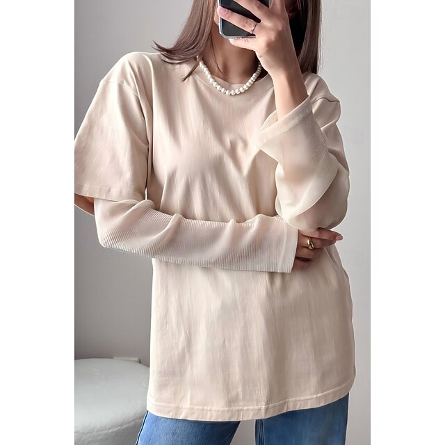 Women's Mesh Patchwork Top Lace Patchwork Fake two piece