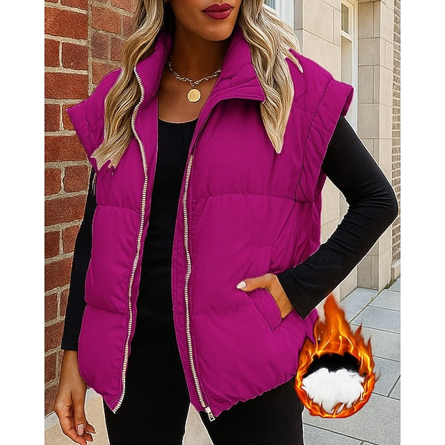 Women's Winter Coat Fleece Vest Winter Vest Lounge Top with