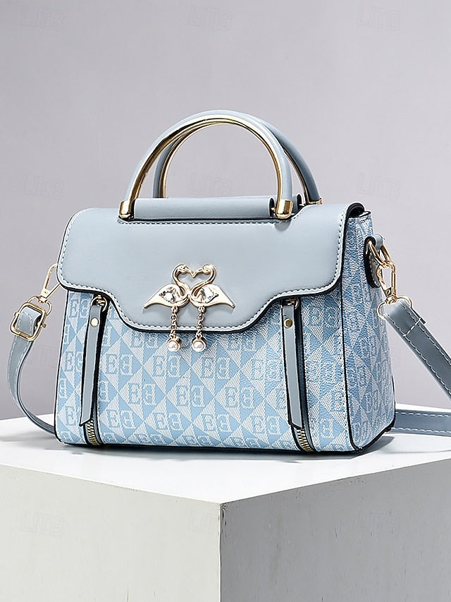 Elegant Women's Beige Crossbody Handbag – Luxury Monogram