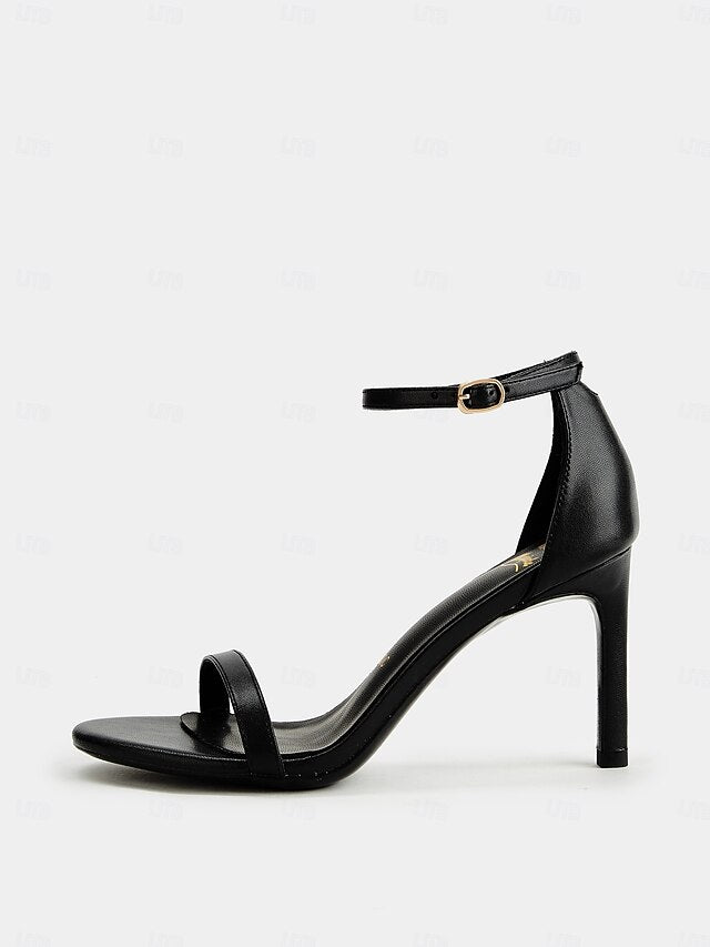 Open-Toe Sandals Ankle Strap for Stiletto Women - Black Elegant