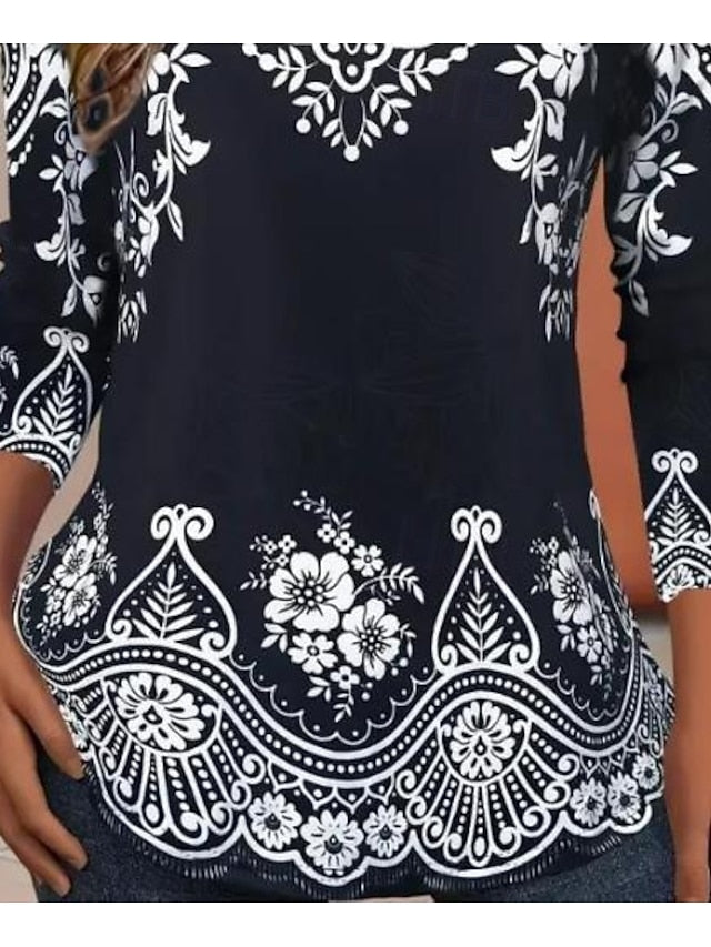 Women's T shirt Long Sleeve Crew Neck Long Sleeve Tunic