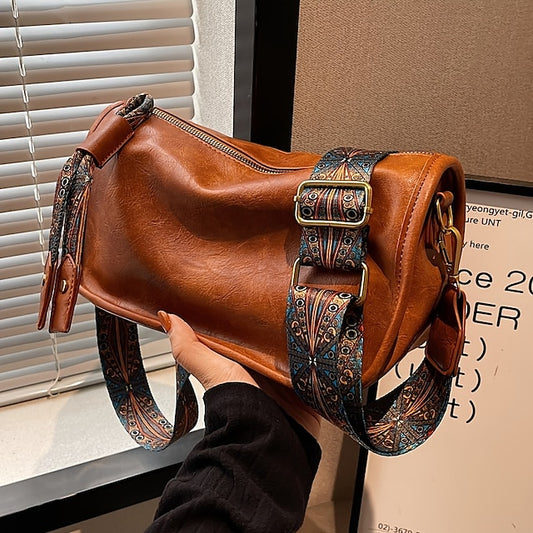 PU Women's Leather Handbag Strap Bohemian Vintage – with