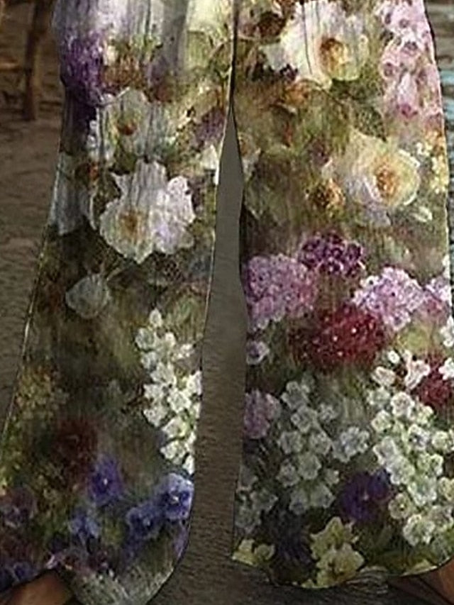 Women's Normal Pants Stylish Floral Sleeveless Wide Leg U