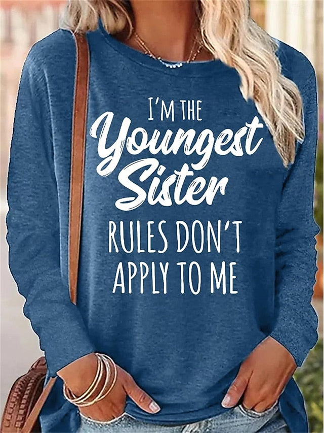 Women's T shirt Long Sleeve Letter Family Fashion Long