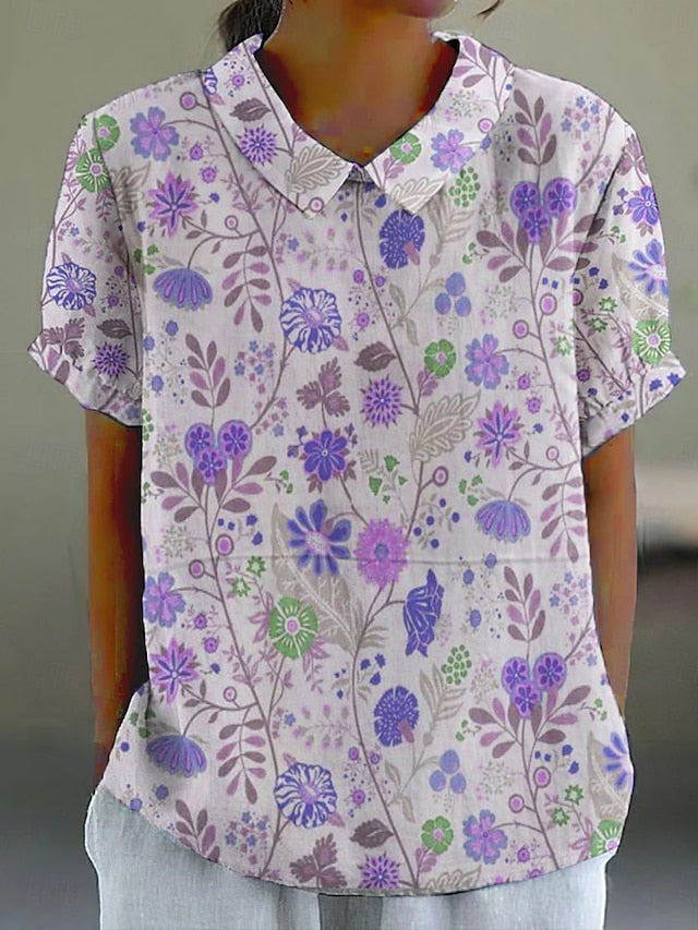 Women's Shirt Buttons Print Floral Daily Casual Short