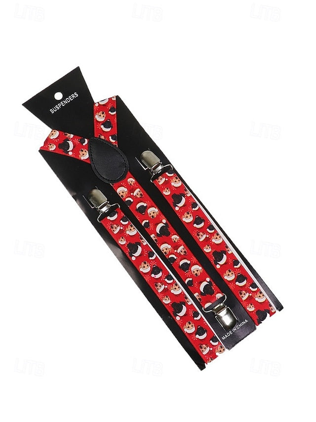 Men's Suspenders Snowman Christmas with