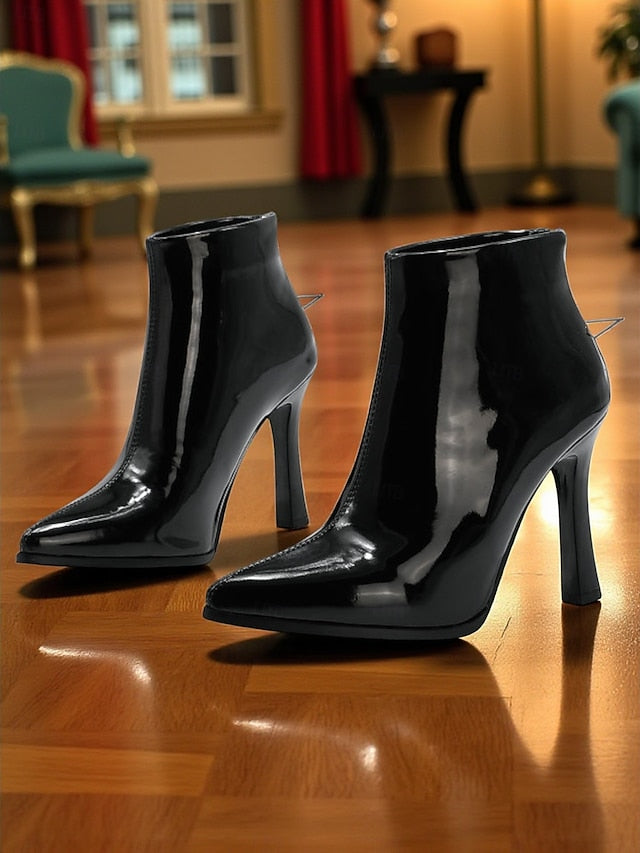 Heel Boots Faux Ankle Gold Fur Women's Lining Stiletto with