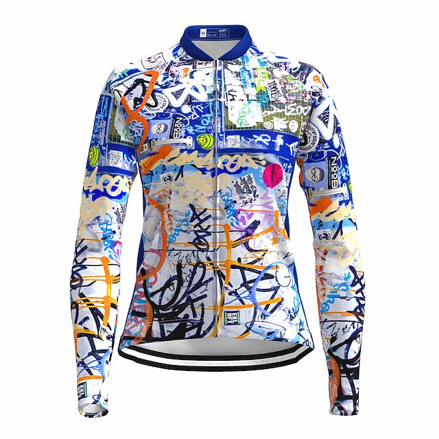 Women's Cycling Jersey Graffiti Funny Long Sleeve Bike