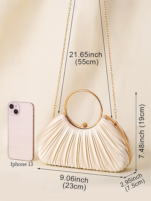 - Velvet Elegant Ring Pleated Handle Green with Gold Clutch