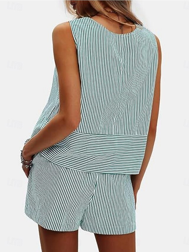 Women's Shorts Sets Bolero Top Sleeveless Round Neck