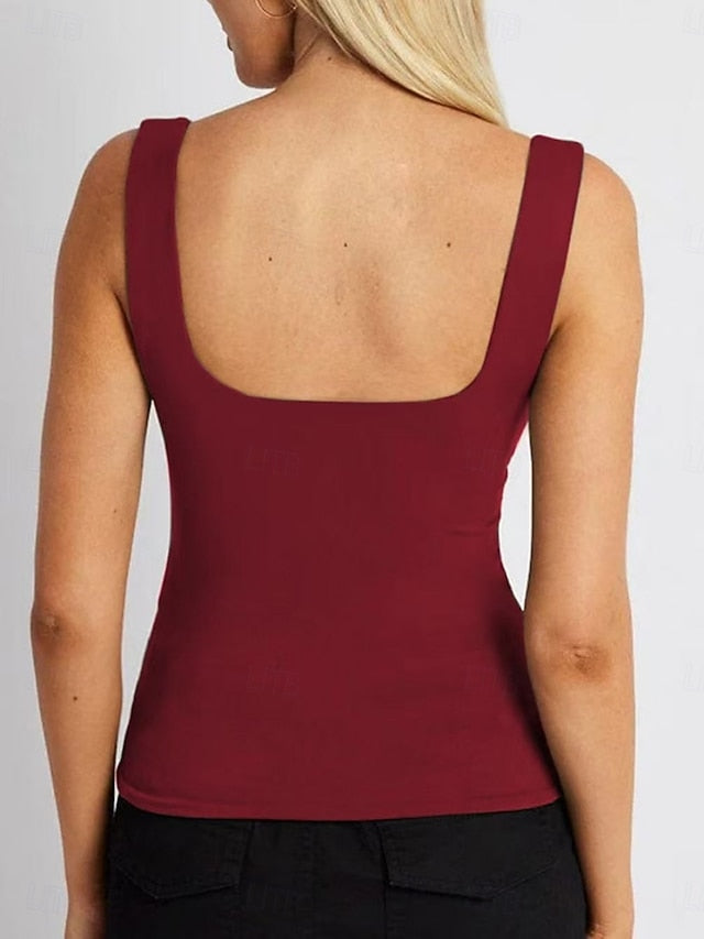 Women's Tank Top Sleeveless Shirt Tee Top Solid Color