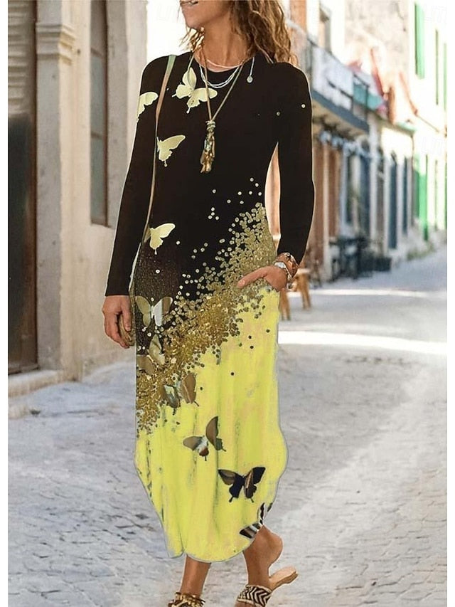 Women's Midi Dress Sheath Dress T Shirt Dress Tee Dress