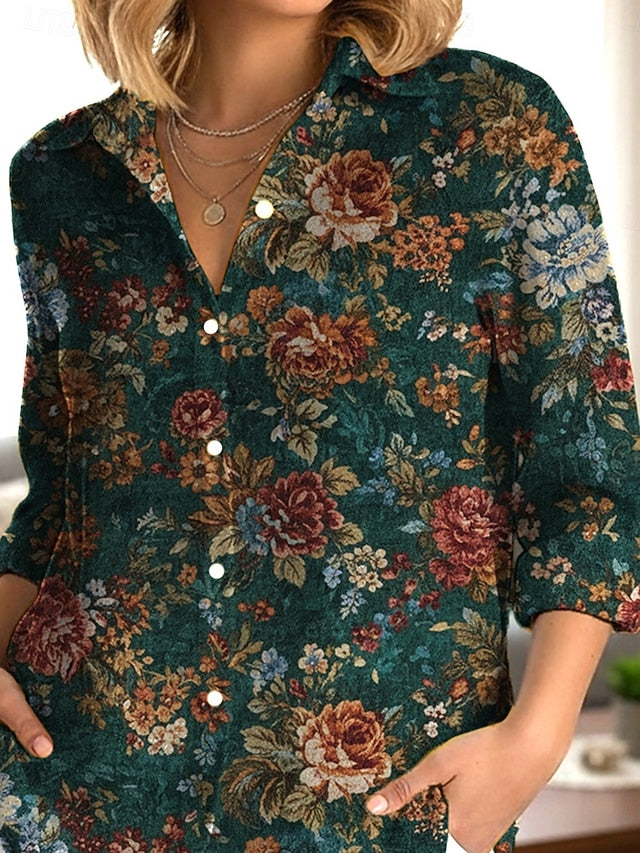 Women's Shirt Buttons Print Floral Elegant Daily Stylish