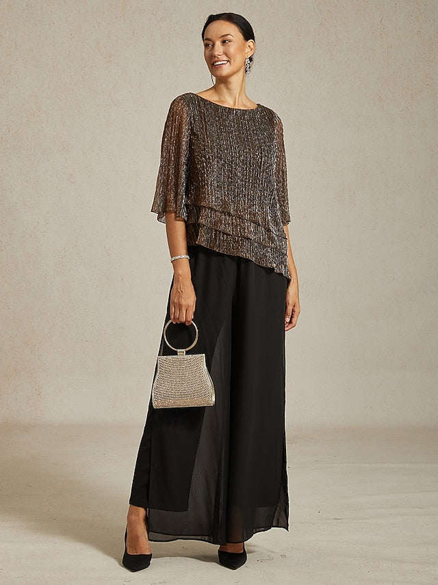 Women's Blouse Chiffon Tops Lace Tops Ruched Glitter Solid