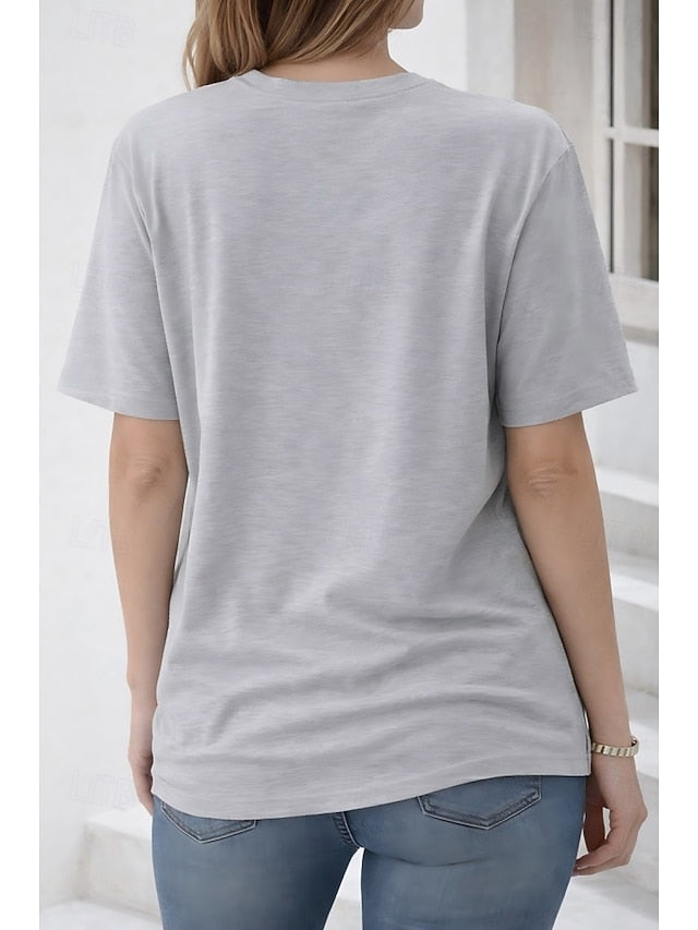Women's T Shirt 100% Cotton Solid Color Stylish Classic