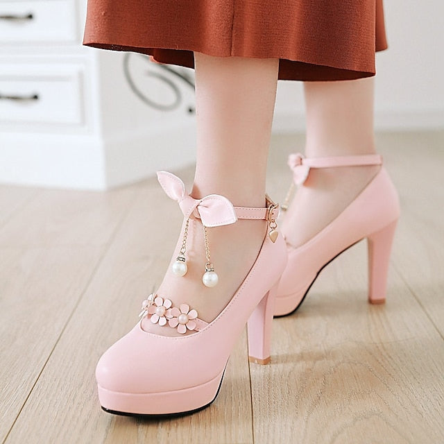 White Wedding Heels Elegant â€?Platform Jane Mary Girls'