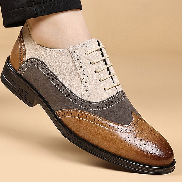 and Classic Shoes Brogue Oxford Brown Gray Men's