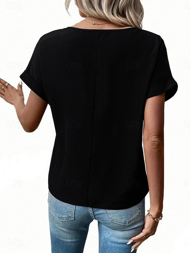 Women's T Shirt Tee Top Zipper Plain Fashion Stylish