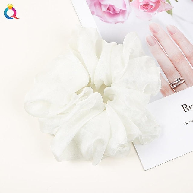 Chiffon Hair Rope Hair Ring Love Heart Printing Satin Fabric