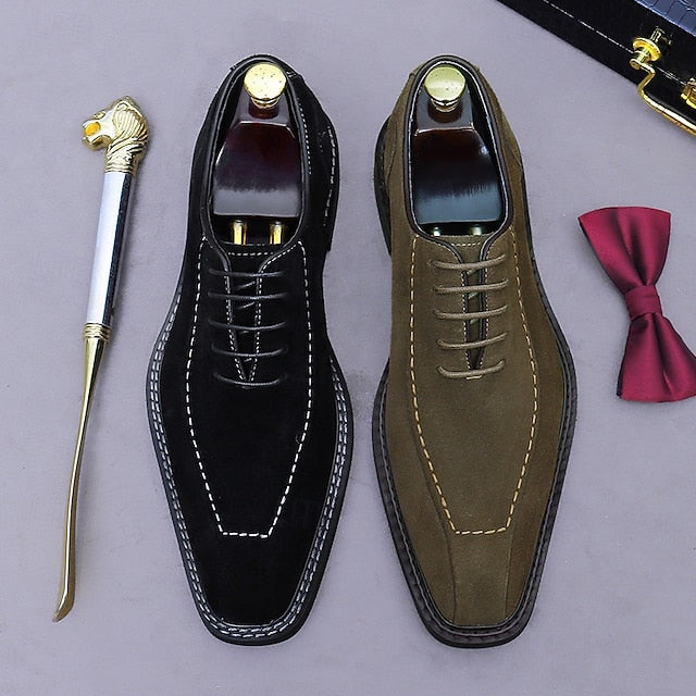 Leather Derby - Classic Cowhide Shoes Men's Genuine Suede