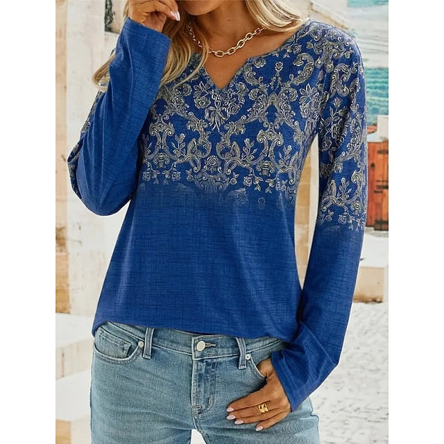 Women's Blouse Print Floral Bohemia Vacation Vintage Long