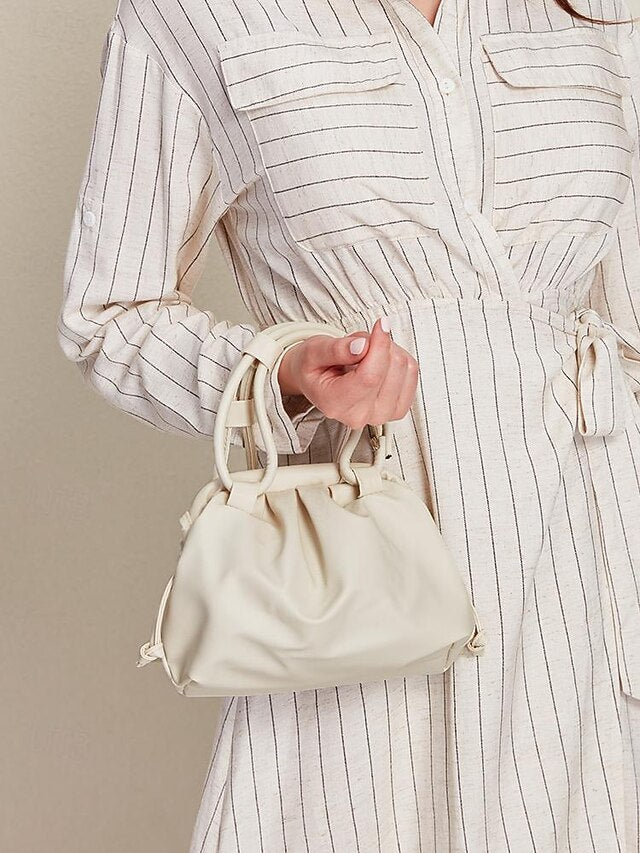 Elegant Women's Handbag Closure Cream Drawstring with –